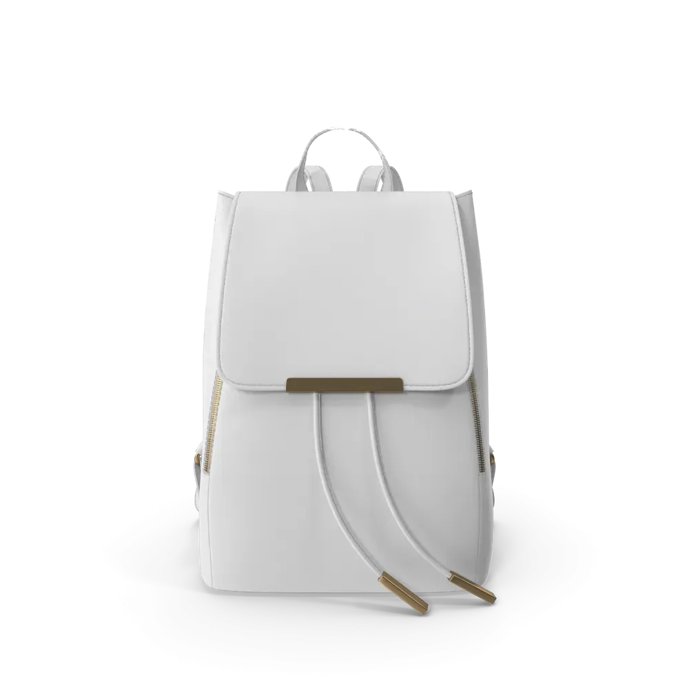 White Faux Leather Backpack